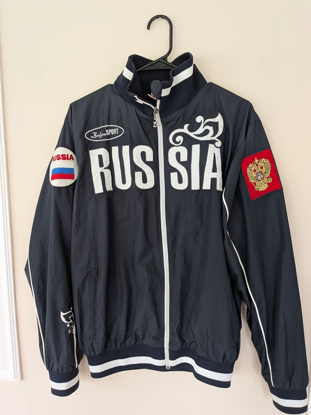 Bosco Sport Russia Team 2010 Jacket XL Olympic Style Full Zip Navy